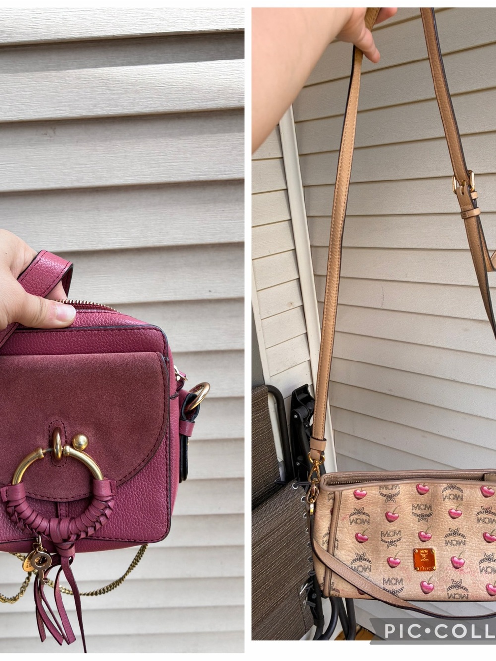 Chloe Suede & MCM 2 way Bag with Gold Ring Accent bundle